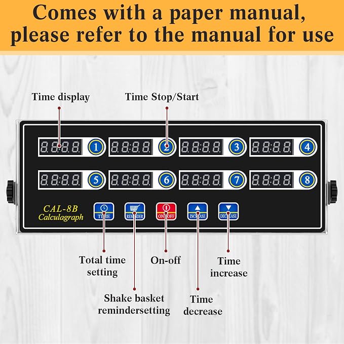 Relaxweex 1 Pack 8 Channel Kitchen Timers for Cooking, Commercial Digital Kitchen Timer with Loud Alarm, Large LCD Display, Restaurant Fryer, Chef, Baking Supplies