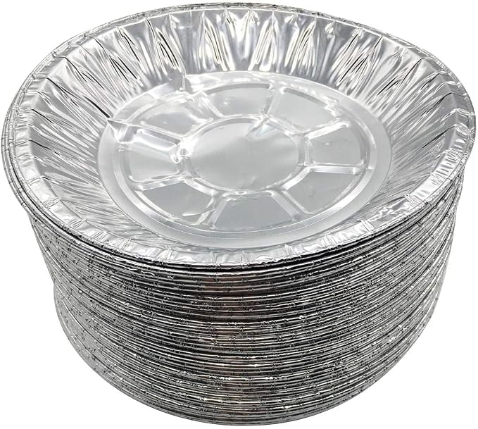 Premium 6" Aluminum Foil Pie Pans 50pcs/set. Disposable Tin Plates for Pies Tart Quiche Siliver
