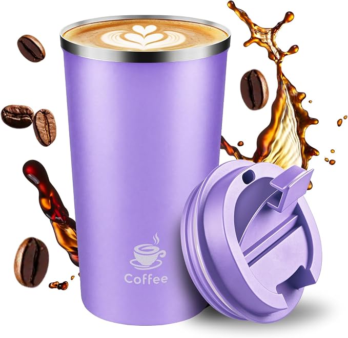 17oz Travel Coffee Mug ,Leakproof Vacuum Coffee Cup Insulated Tumbler | 304 Stainless Steel, Double-Wall Vacuum Insulated, Leakproof, Fits Hot & Cold Drinks Car Cup Holders, Travel, Office