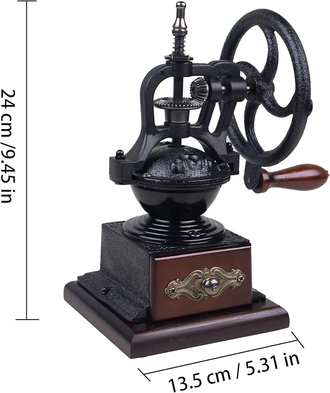 Manual Burr Coffee Grinder | Vintage Style, Wooden, Hand Crank, Home