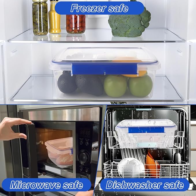 2 Pcs Large Food Storage Containers with Airtight Lid, 5.5L Reusable Meal Prep Container, Food-Grade Plastic Bread Box for Homemade Bread, Cookies, Food