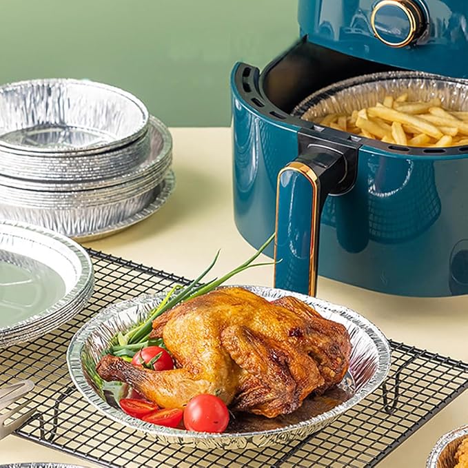 Premium 6" Aluminum Foil Pie Pans 50pcs/set. Disposable Tin Plates for Pies Tart Quiche Siliver