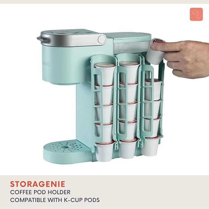 K Cup Holder for Keurig K-cup,Coffee pod Storage, Side Mount | Wall Mount, Perfect for Small Counters (3 Rows/For 15 K Cups, OASIS BLUE)
