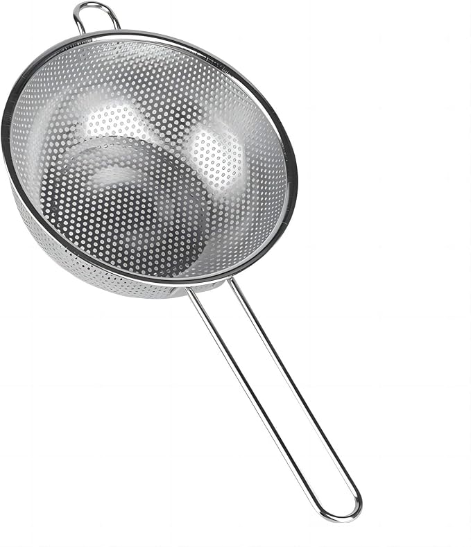 GREATLINK Stainless Steel Basin Colander with Handle Kitchen Strainer, Resting Feet and Colander to Strain, Rinse, Fry, Steam or Cook Vegetables & Pasta & Wash fruits,7.68inch(19.5cm)