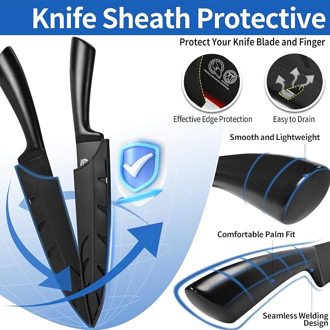 XYJ Professional Knife Sets for Master Chefs, Knife Block Set | Meat Cleaver Butcher for Camping,Chef Knife Set with Magnetic Knife Block,Stainless Steel Kitchen Knives Tools Kit