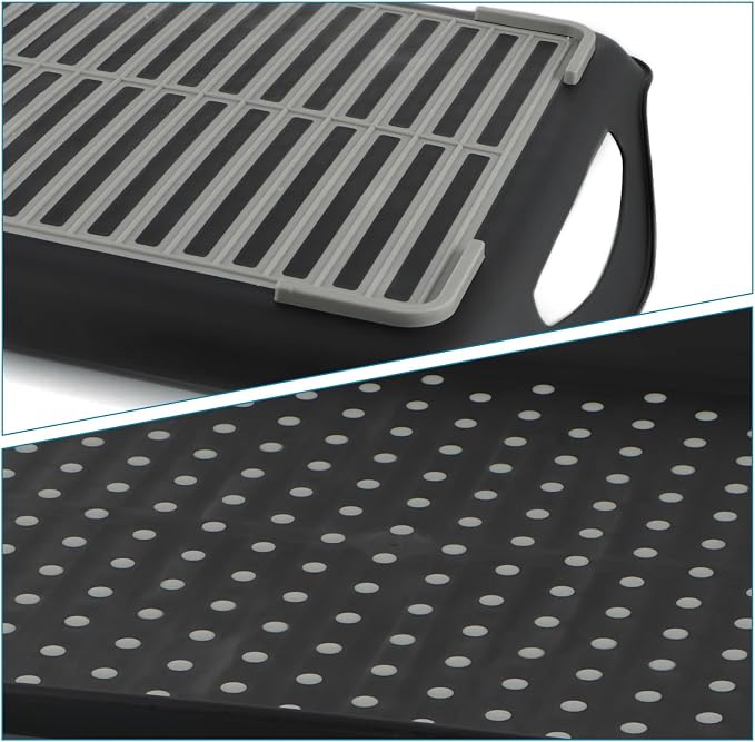 MDLUU Non-Slip Serving Tray with Handles, Food Serving Platter, Set of 2, Black