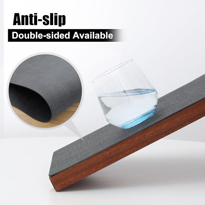 Homaxy PU Faux Leather Placemats for Dining Table, Set of 4, Dark Grey | Waterproof Wipeable Washable Table Mats, Easy to Clean Anti-Slip Place Mats, 11.8" x 17"