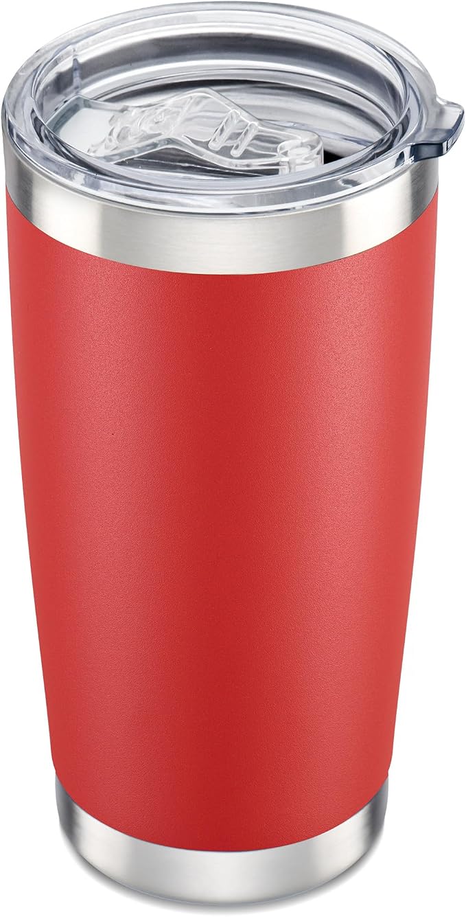 20 oz Tumbler with Lid Stainless Steel Insulated Tumblers Cups Travel Mug | Double Wall Vacuum, Powder Coated, Keep Drinks Cold and Hot, Waterproof Lid, Fit of Car Cup Holders, Wine Red