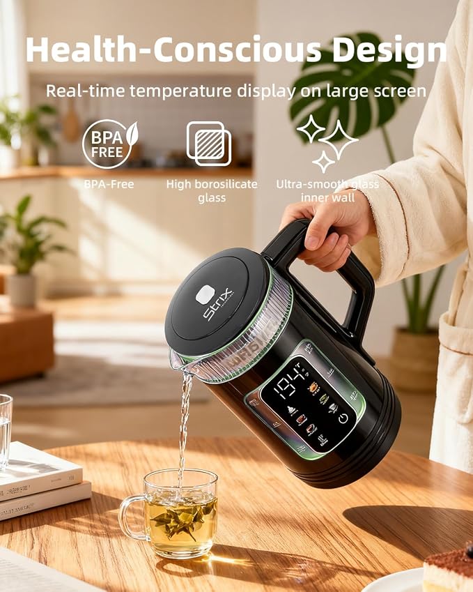 Electric Kettle with Temperature Control, Smart Glass Water Boiler for Tea, Coffee & Boiling, Automatic Shut-Off, 12-Hour Keep Warm & 6 Presets with One-Touch