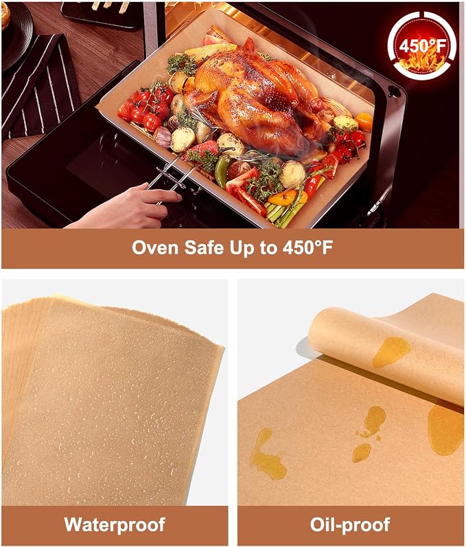 Parchment Paper Sheets 12x16 Inch – 200Pcs Precut Unbleached Half Sheet Baking Paper, Plant-Based Silicone Oil Coating, Non-Stick Paper Liner for Oven, Cookies, Bread, Roasting & Large Batch Baking