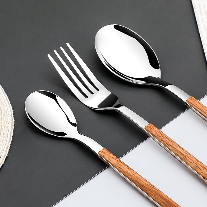 Stainless Steel Flatware Set for 4, Cutlery Utensils Set Include Knives/Forks/Spoons Service for 4, Mirror Polished and Dishwasher Safe (Silver)