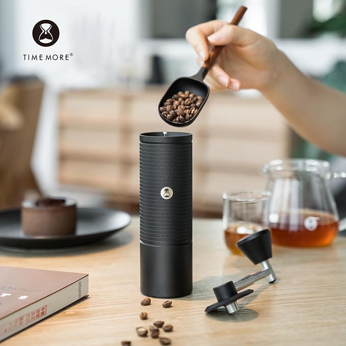 TIMEMORE C5 PRO Manual Coffee Grinder, 42mm Stainless Steel Burr, 48 Adjustable Settings Hand Coffee Grinder, Foldable Handle, All-Metal Portable Coffee Bean Grinder for Pour Over & Travel (Black)