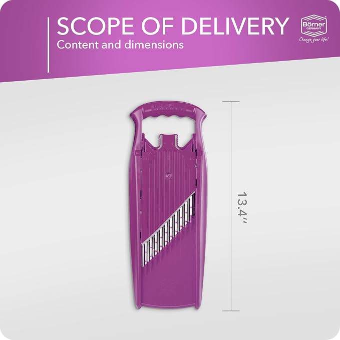 Börner by Reston Lloyd Wave-Waffle Power Line • Crinkle Cut/Spirelli Vegetable Slicer • Slicer for Wave Waffle Cut Style • Multiple Thickness Options • Made in Germany, Purple