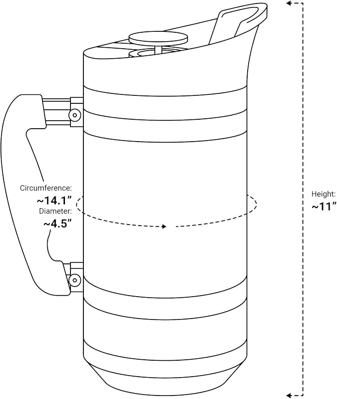 BruTrek by Planetary Design | BaseCamp French Press | 48 fl.oz - Obsidian | Double Wall Insulated Stainless Steel - Bru-Stop Technology, No Grounds in Coffee, No Spill Lid (Obsidian, 48 fl.oz)