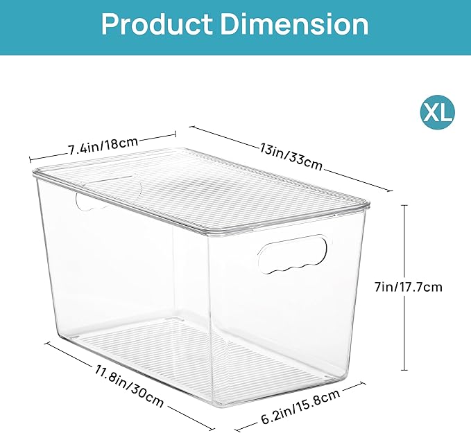 Vtopmart 10 Pack Clear Stackable Storage Bins with Lids, XLarge | BPA-free Plastic, Organize Vertically, For Pantry Kitchen Fridge Cabinet Closet Bathroom, Built to Last, Easy to Move