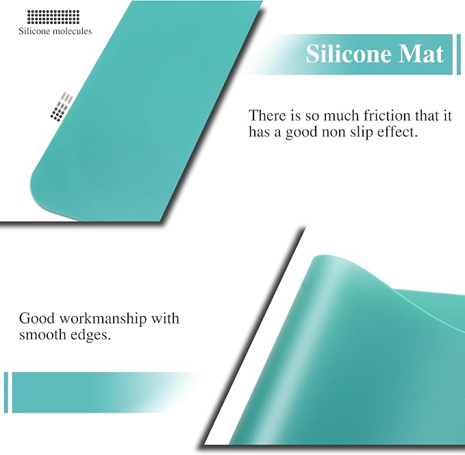 Silicone Mats, 2Pcs 15.7"x 11.8"x 0.03" Green Silicone Table Mat | Silicone Placemats for Baking, Kitchen Counter, Jewelry