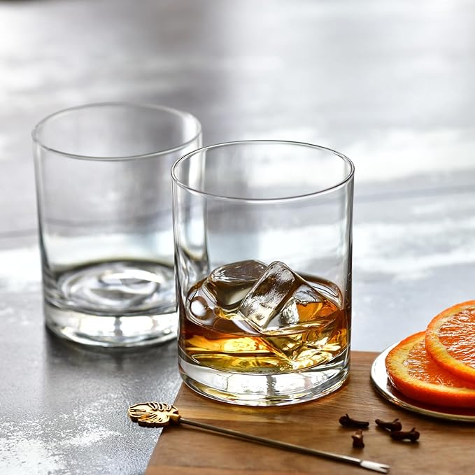 Krosno Whiskey Glasses Set of 6, 10.1 oz, Blended Collection | Drinking Tumblers, Lead-Free Crystal for Bourbon, Scotch, Cocktails, Water, Juice, Dishwasher Safe