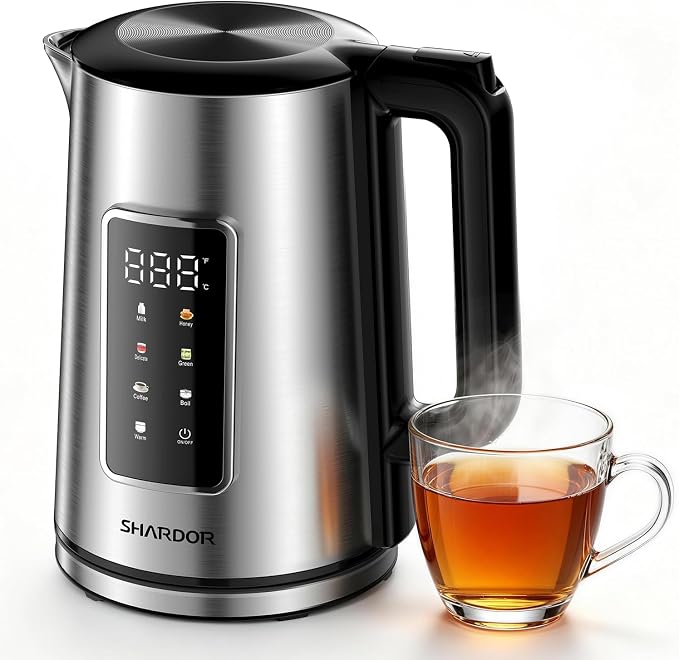 SHARDOR Electric Kettle 1.7L Stainless Steel, One Touch Start, Auto Shut-Off