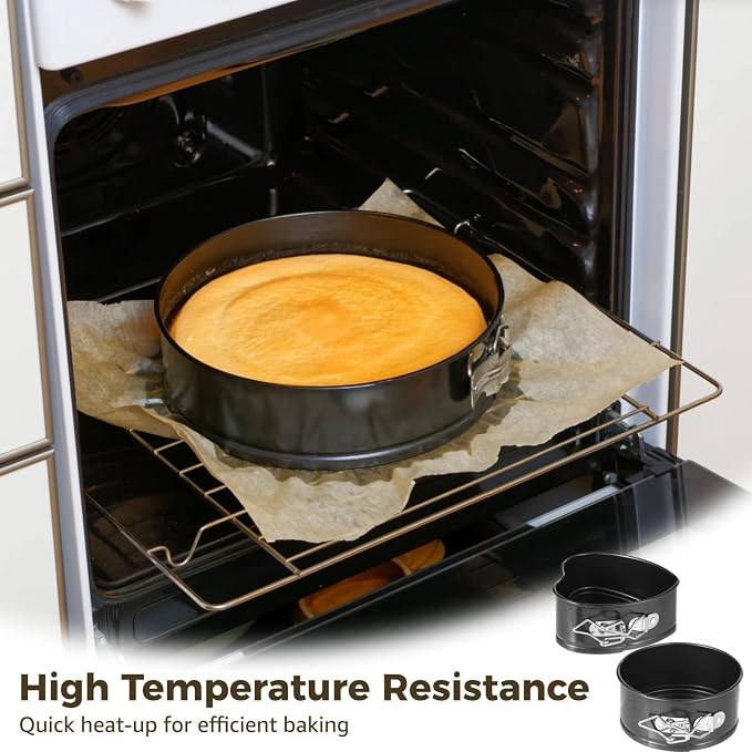 4 Inch Springform Pans, 8 Pcs Mini Springform Pans Set, Spring Form Pan For Cheesecake, 4 Pcs Round & 4 Pcs Heart Shaped Cake Pans, Non-Stick Carbon Steel, Removable Bottom