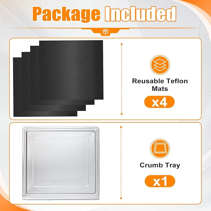 Crumb Tray Compatible with Ninja Foodi SP101 SP151 SP201 SP301, 5-Piece Set | Air Fryer Accessories with Replacement Crumb Tray and 4 Nonstick Mats Compatible with Ninja Flip-Up Air Fryer Toaster Ovens