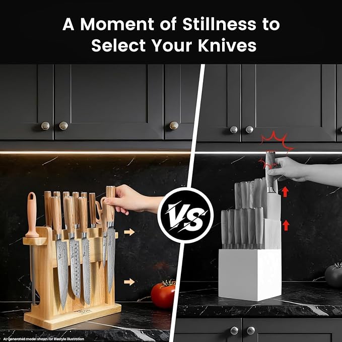 2026 Upgrade Japanese Kitchen Knife Set with Torii-Style Block | 14-Pieces Knife Set for Kitchen, German DIN1.4116 Steel, Ergonomic Handle, Sharp Edge, Magnetic Knife Holder, Ideal Gift
