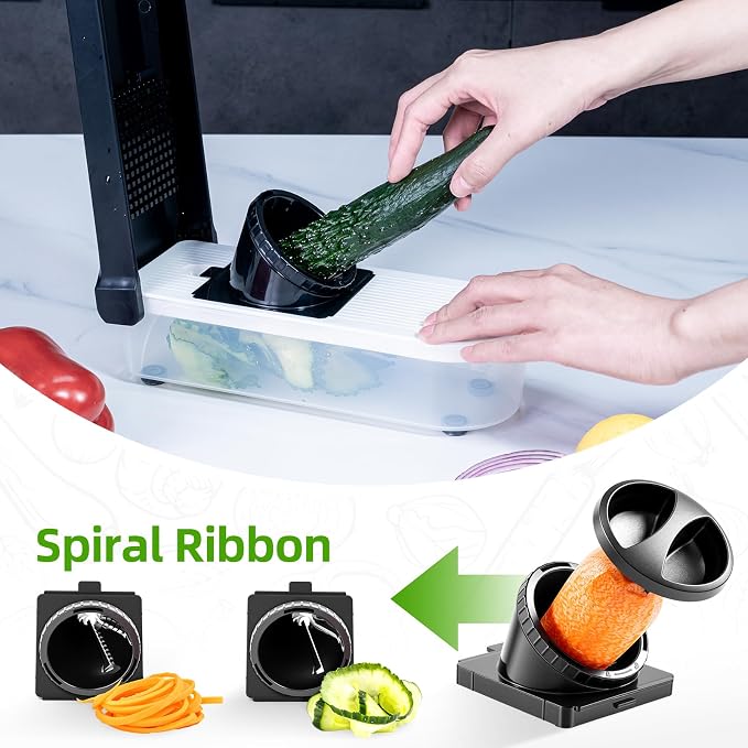 Vegetable Chopper with Container, 12 in 1 Manual Food Chopper Cutter, Black | Multifunctional Sharp Blades Slice, Dice, Shred & Grate for Onions, Salads, Fruit at Home Kitchen for Various Use