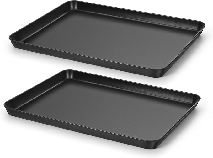 E-far 2 Pack Baking Sheet, 16" x 12" x 1" Large Cookie Sheet Pan for Baking | Nonstick Carbon Steel, Half Sheet Baking Pans Trays for Oven, Roasting/Cooking, Non-toxic & Healthy, Heavy Duty, Easy Clean