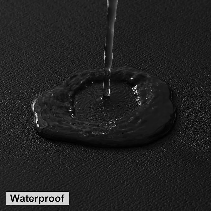 Round Faux Leather Placemat and Coaster 6 Packs, Washable Heat Resistant Dining Place Mats, Wipeable Double-Sided Table Mats for Indoor and Outdoor, Diameter 13 and 3.93 inch, Black