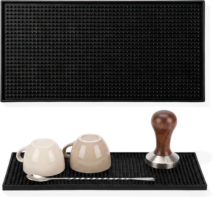 XieNie Bar Mat, 12"x6" Non-Slip PVC Mats for Home Coffee Bar Countertop | Versatile for Coffee Drinks Cocktail Makers, Keep Bar Counter Tops Neat Tidy, Dry Dishes Cups Glasses, Hand and Machine Wash