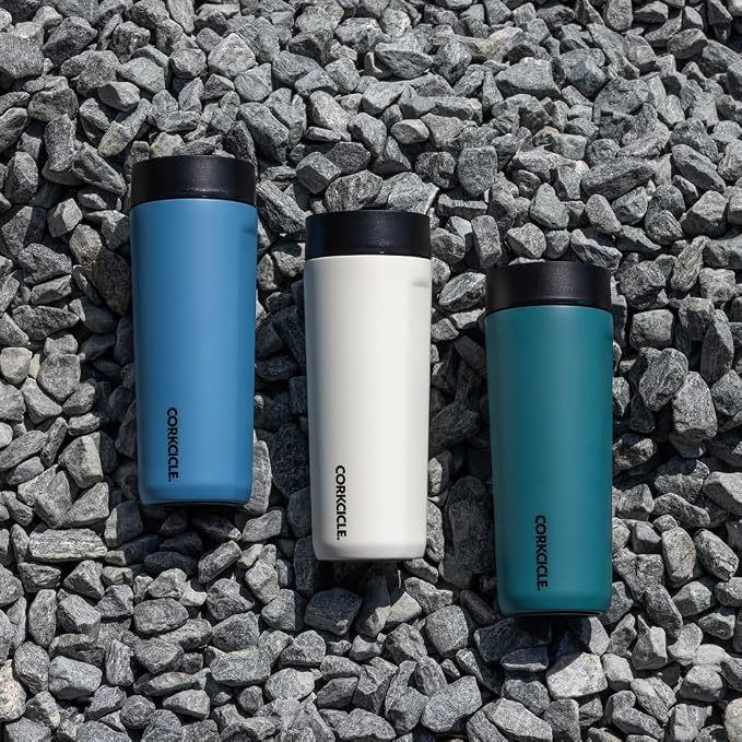 Corkcicle Commuter Cup Travel Mug - Insulated Coffee Mug with Lid - Keeps Drinks Cold 18 Hours - 360° Spill-Proof Sip Lid - Holiday Gift - Great for Gifting Warmth - 17 oz - Gloss White