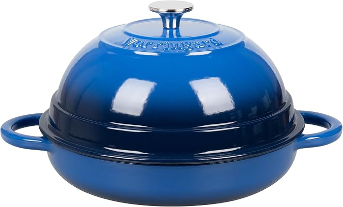 Cast Iron Enameled Dutch Oven Pot with Lid for Bread Baking, Bread Oven, 6 Quart, Blue