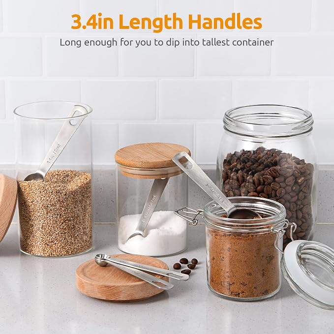 U-Taste 18/8 Stainless Steel Measuring Spoons Set of 5, Teaspoon Tablespoon | Kitchen Metal Measure Set, Metric & US Measurements, 1/4tsp, 1/2tsp, 1tsp, 1/2tbsp, 1tbsp for Dry & Liquid Ingredients