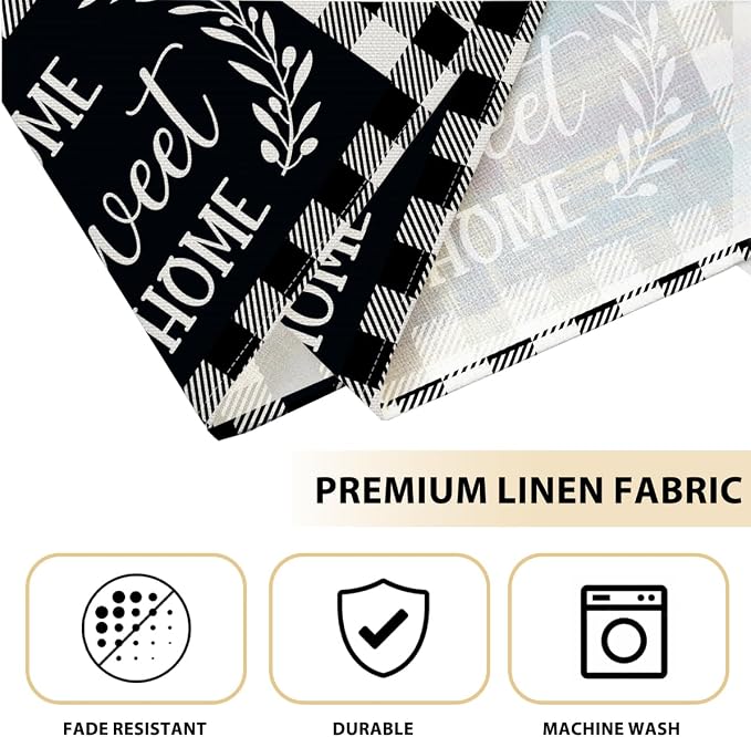 Black and White Linen Placemats Set of 4 for Kitchen Table placemats Decor | Modern Minimalist Table Mats for Home Party Kitchen Dining Table Decor for Christmas Halloween Dining Table, Party placemats
