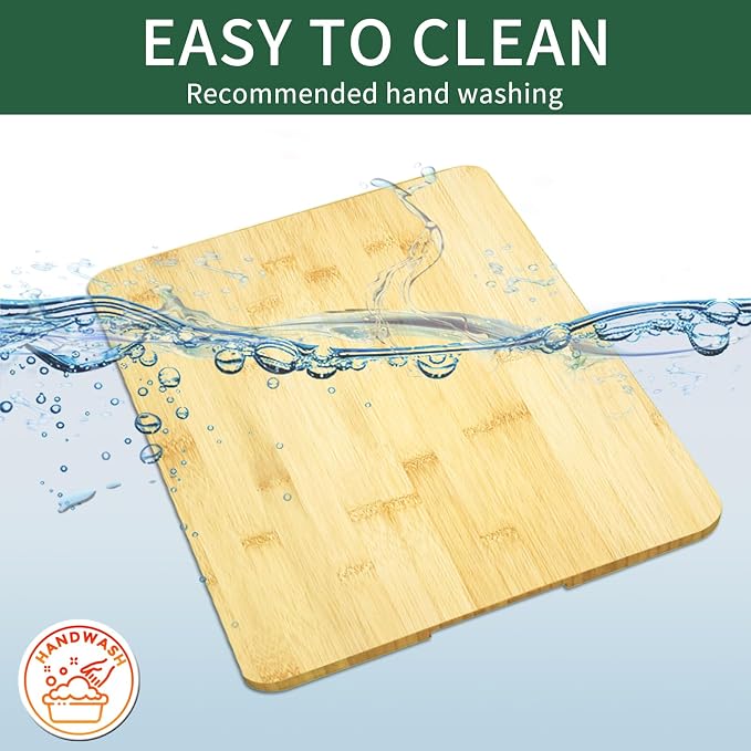 Bamboo Cutting Board Compatible with Ninja DT201/DT251 Foodi and Emeril Lagasse 26QT Air Fryer, 16.3"x13.1" Features Heat-Resistant Non-Skid Feet to Create Storage Space and Protect Countertops