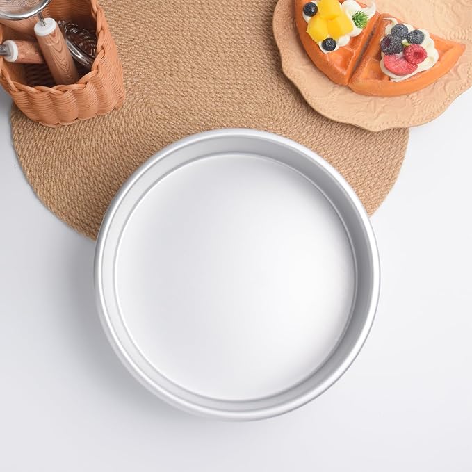 9 Inch Cake Pan, Aluminum Round Cake Baking Pans Tins For for birthday cake party cake, Non-Toxic, Only Handwasher.Silver(9×3 round Cake Pan)