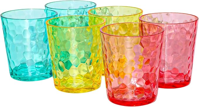 BPA-Free Plastic Tumblers 6 Pack (6x16oz) | Reusable Dishwasher Safe | Stackable Shatterproof Cups | Plastic Drinkware & Drinking Tumblers for Restaurant, Home, Party