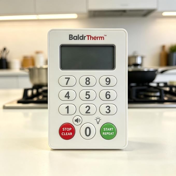 Digital Kitchen Timer Waterproof, Strong Magnetic Cooking Timer with 3 Adjustable Volume Levels & Silent Flashing Light, Countdown Timer for Cooking, Baking Shower, Classroom, White