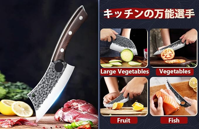 DRGSKL Serbian Chef Knife Set - 6 PCS Hand Forged Knife Set with Bag | Japanese ATS-34 Steel, Hand Forged Full Tang Knife, Ebony Handle, Anti-stick Pounding Texture, Full Accessory Kit, Ideal Gift