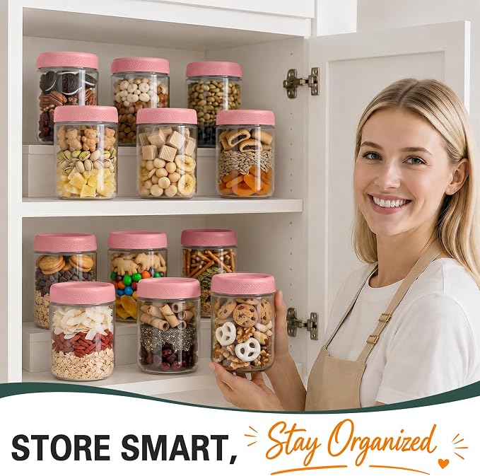 16 oz Overnight Oats Containers with Lids, Wide Mouth Mason Jars with Lids | 6 Pack Yogurt Containers with Lids, Air Tight Overnight Oats Jars for Salad, Reusable Glass Jar for Candy, Snack, Sugar, Jam