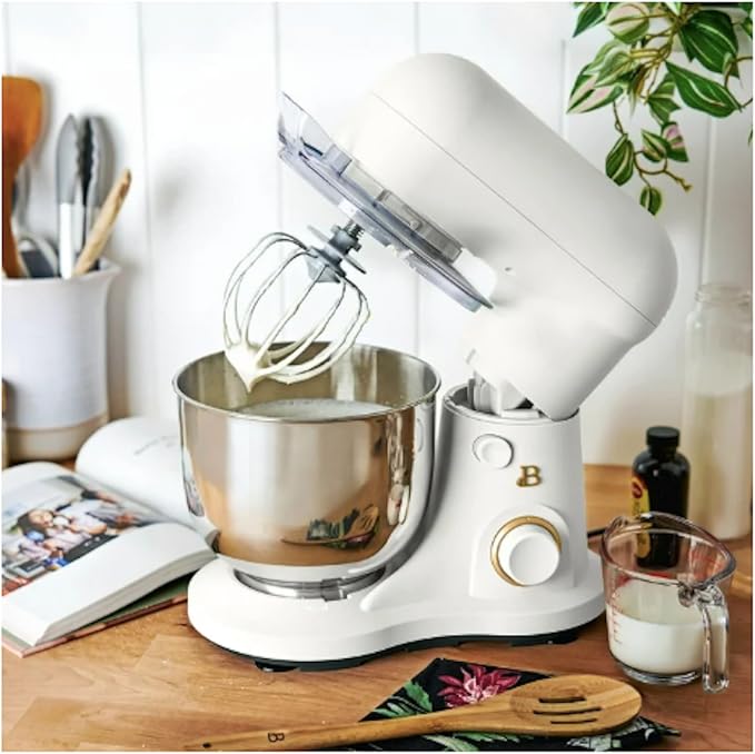 3.5 Qt Stand Mixer, with Flat Beater, Dough Hook, Whisk (White)