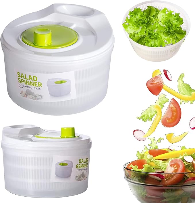 Capacity 3L Salad Spinner Vegetable Washer Fruit Veggie Bowl Collapsible Salad Spinner with Lid Veggie Dryer Set for Kitchen Tools of Lettuce Dryer Salad Shooter Small Salad Spinner