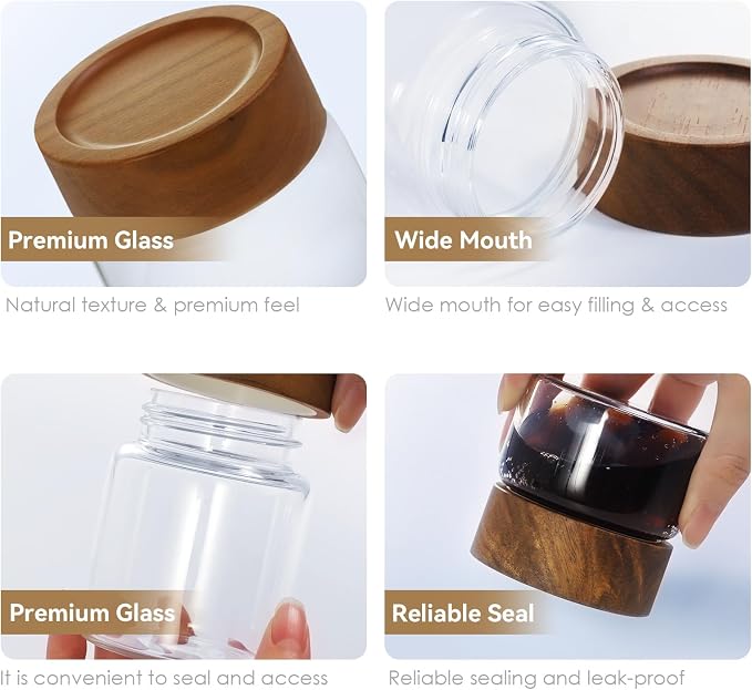 Glass Jars, 6 Fl Oz (180 ml), 6-Pack | Feature inner plastic insert & seal; airtight for yogurt drinks, spices, seasonings, snack portioning & pantry