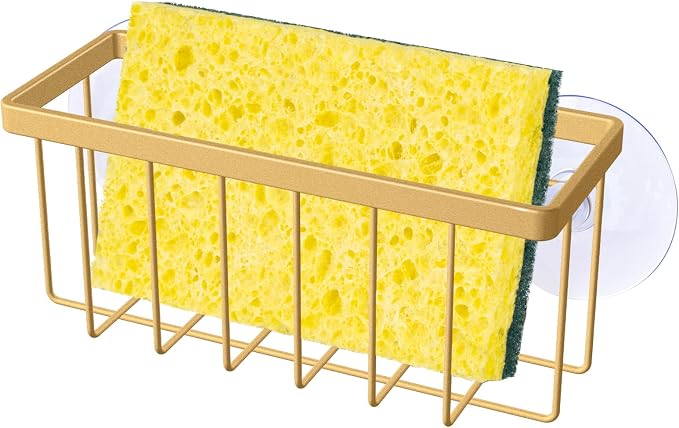 SHFKS Sponge Holder for Kitchen Sink,Gold Sponge Holder,Kitchen Sink Caddy (Gold)