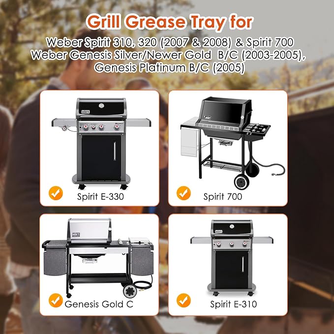 99250 Grease Tray for Weber Spirit 310/320(2007- 2012) &700 Grill Parts | Drip Pan Tray Replacement for Weber Genesis 1000/2000/3000, Genesis Silver B/C&Gold B/C, Platinum B/C (2005 and Newer)