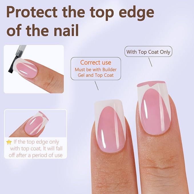 Misssix Deep French Tip Press on Nails, 150Pcs Short Square Berry Pink | French Tip Gel Fake Nails, No Need to File Tips Pre-lasting, Nail Tips for Nail Art DIY 15 Sizes