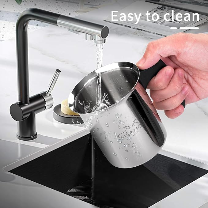 MERMOO YILAN Manual Milk Frother 14oz Stovetop Milk Foamer | for Dairy&Non-dairy milk| Cold&Hot Milk|Not Require Batteries|Thick&Creamy Foam|for Cappuccinos, Lattes, Matcha