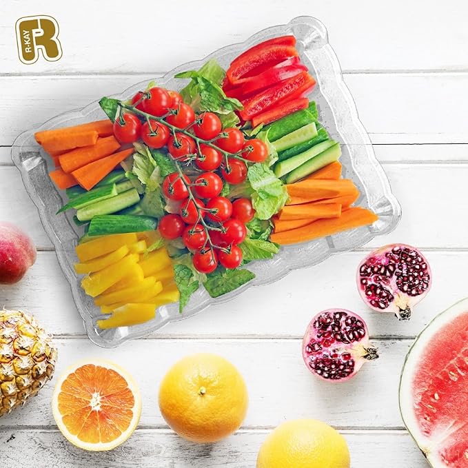 6 Pack Silver Glitter Plastic Serving Trays for Party, 9 x 13 Inch - Heavy Duty Plastic Silver Trays for Food - Rectangular Party Serving Platters