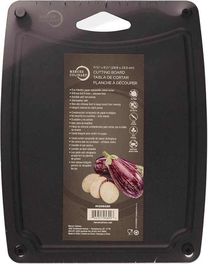 Mercer Culinary Composite Cutting Board-11 3/4" X 9 1/4", with Non Slip Feet and Juice Groove - Black