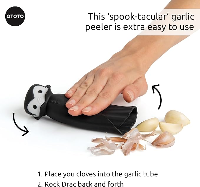 OTOTO Drac N' Roll Vampire Garlic Roller, Silicone Garlic Peeler Tube, Silicone Tube Roller for Halloween - Kitchen Gadget for Garlic, Garlic Tube, Garlic Crusher