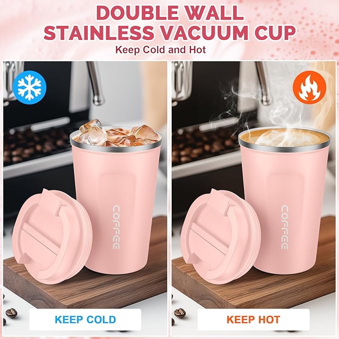 CS COSDDI 12 oz Coffee mug - Stainless Steel Coffee Cup with Leakproof Lid | Stainless Steel Double-wall insulation, 6-Hour Heat Retention, 360°Leak proof, BPA-free, Reusable And To Go Coffee Mug